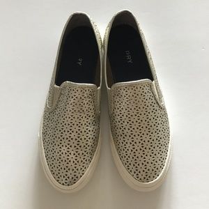 Sperry Womens SEASIDE PERFS Leather Metallic 7.5M